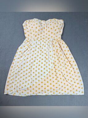Coincidence & Chance White and Yellow Apple-Print Strapless Summer Dress